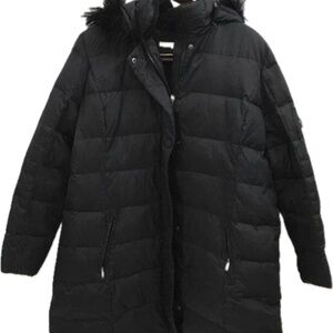 DKNY Black Fur-Trimmed Jacket -XL